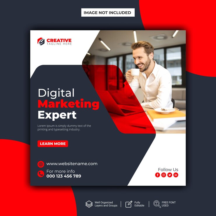 Experte für digitales Marketing und Vorlage für Social-Media-Beiträge für Unternehmen