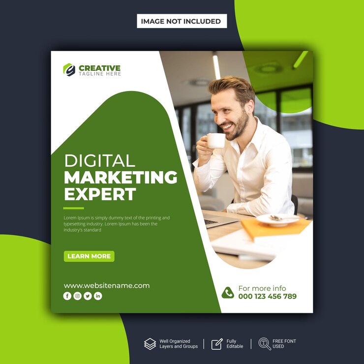 Experte für digitales Marketing und Vorlage für Social-Media-Beiträge für Unternehmen