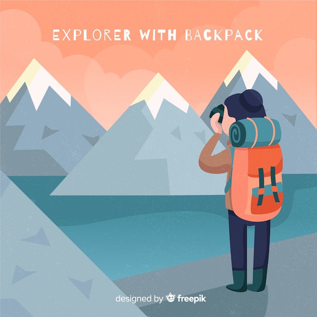 Explorer mit rucksack