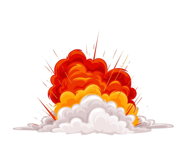 Explosion, Feuer- und Rauchwolke, rote Explosion, Blitz