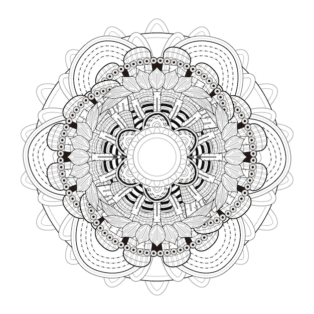 Exquisites Mandala-Musterdesign in Schwarzweiss