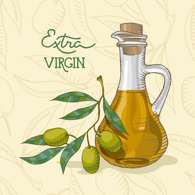 Vektor extra natives olivenöl hintergrund