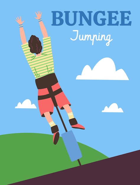 Vektor extreme bungee-jumping-banner oder werbeplakat-flachvektorillustration