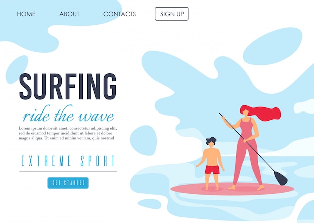 Extreme sport landing page bietet surfen