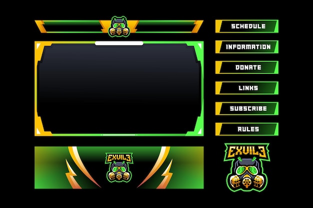 Vektor exvile esport-stream-paket-design