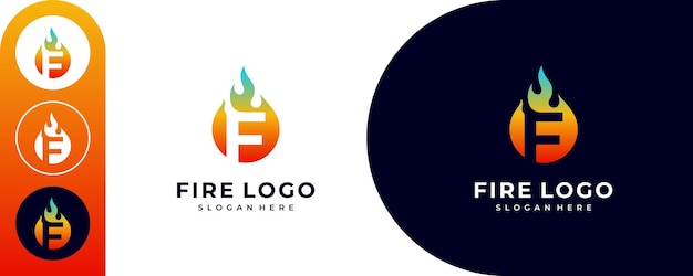 F-logo mit feuer-ikonen