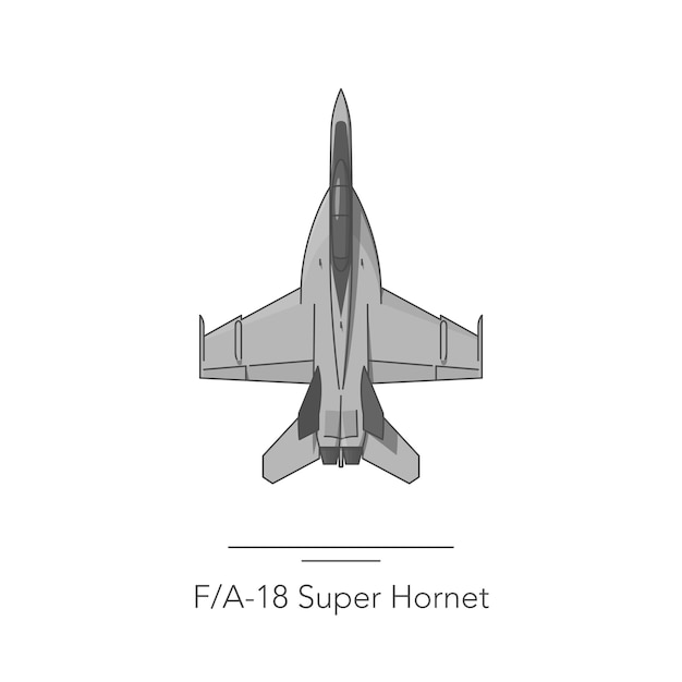 Fa18 super hornet umriss buntes symbol isolierter kampfjet auf weißem hintergrund vektor-illustration