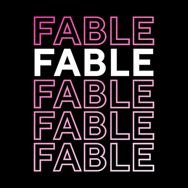 Fable professionelles typografie-texteffektbuch im zusammenhang mit wort-t-shirt-design