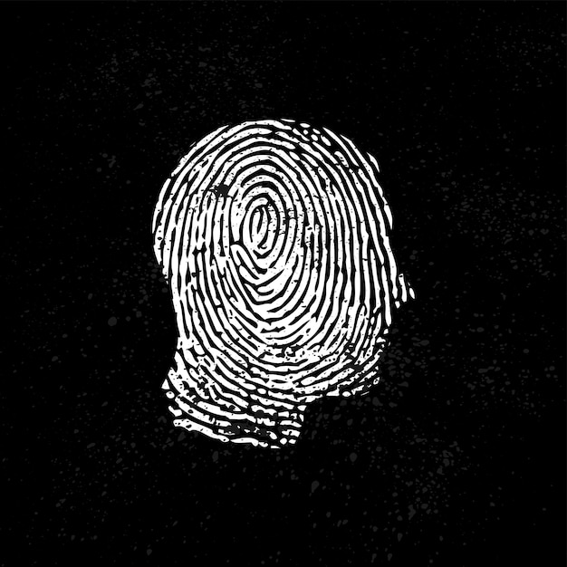 Face id schwarzer hintergrund mit fingerabdruck