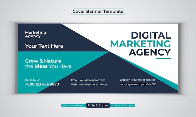 Facebook-Cover-Banner-Design der digitalen Marketingagentur moderne Vektorvorlage