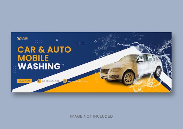 Facebook-cover-banner-vorlage für autowaschanlagen web-banner-vorlage für den autowaschservice