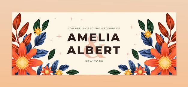 Facebook-Cover-Design für die Hochzeit mit Aquarellblumen