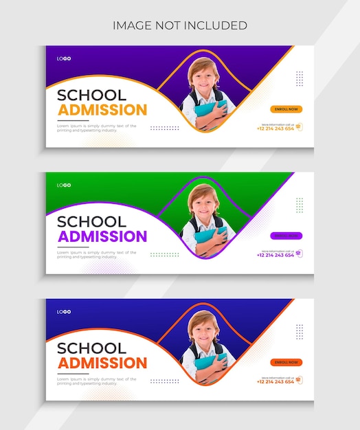 Facebook-cover-design zur schulzulassung und banner zur kindererziehung