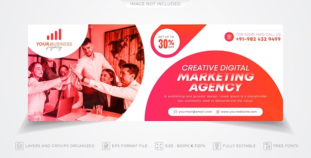 Facebook-cover für digitales marketing und web-banner-vorlage
