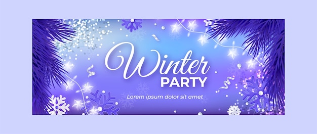 Vektor facebook-cover für winterpartys mit farbverlauf