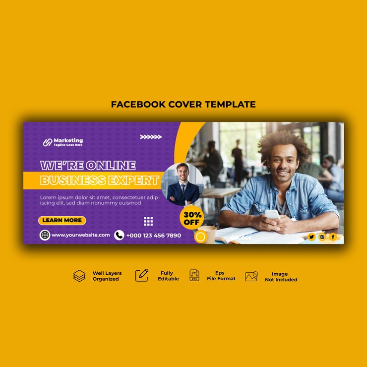 Facebook-Cover und Web-Banner-Vorlage der Agentur für digitales Marketing.