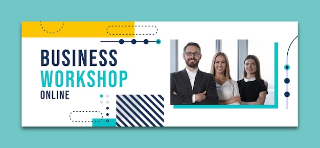 Facebook-cover-vorlage für business-workshops im flachen design