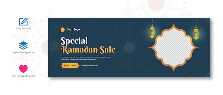 Vektor facebook-cover-vorlage für den ramadan-sonderproduktverkauf