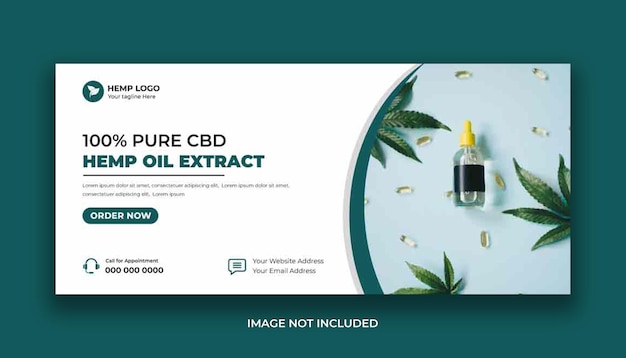 Vektor facebook-cover-vorlage für hanf- oder cbd-produkte in sozialen medien