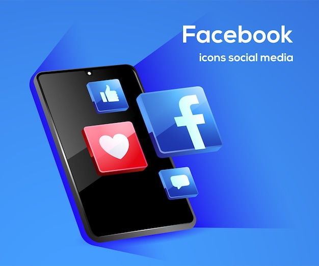 Vektor facebook social media icons mit smartphone-symbol