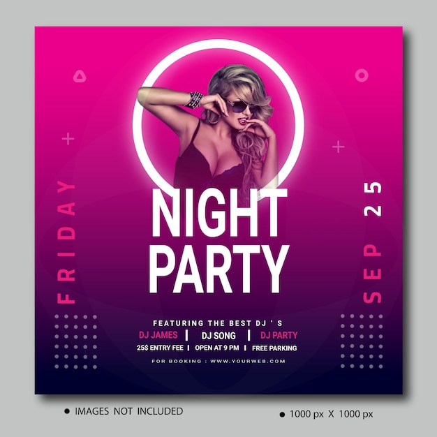 Facebook- und Instagram-Post zur Nachtparty.