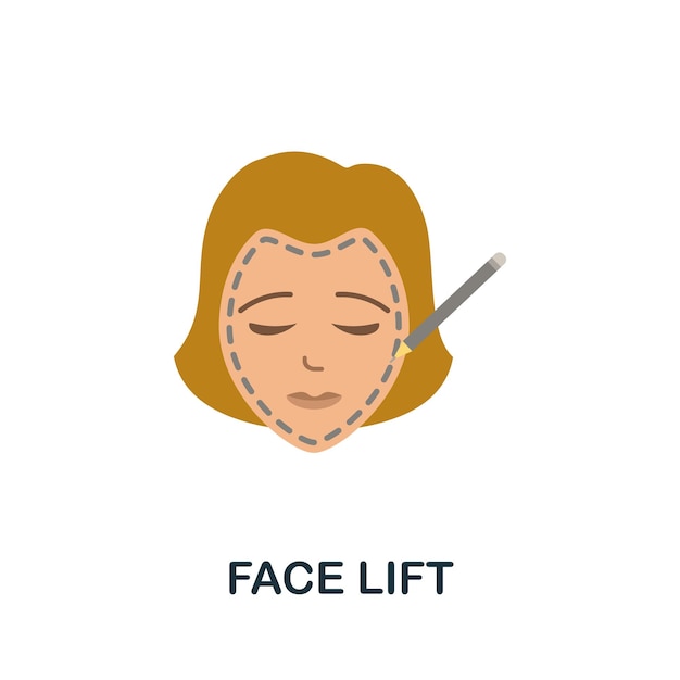 Facelift-Flachsymbol Farbiges Schild aus der Sammlung der plastischen Chirurgie Kreative Facelift-Symbolillustration für Webdesign-Infografiken und mehr