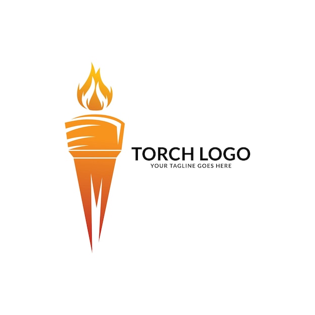 Fackel Feuer Flamme mit Säulen-Logo-Design