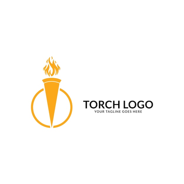 Fackel feuer flamme mit säulen-logo-design