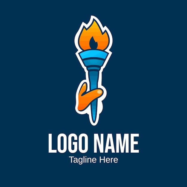 Fackel hoch gehalten Logo für Sieg und Leistung