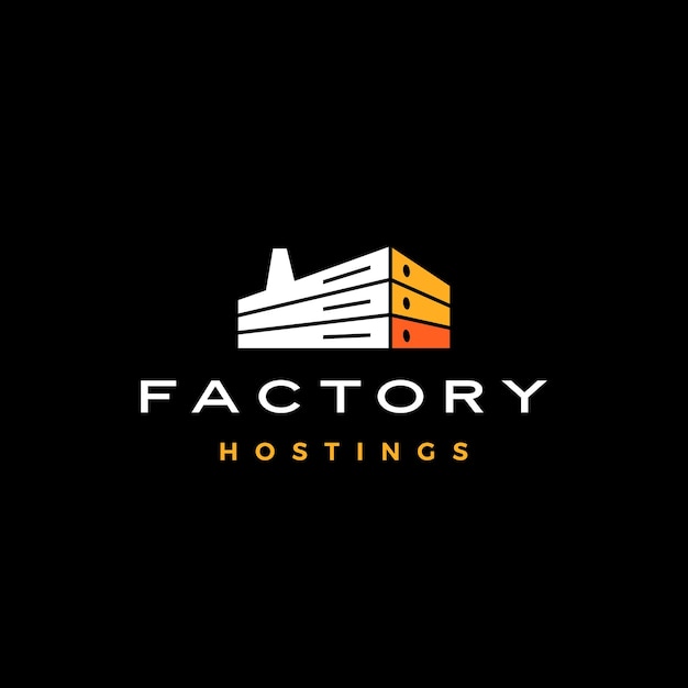 Factory-hosting-server-cloud-datenspeicher-logo-vektor-symbol-illustration