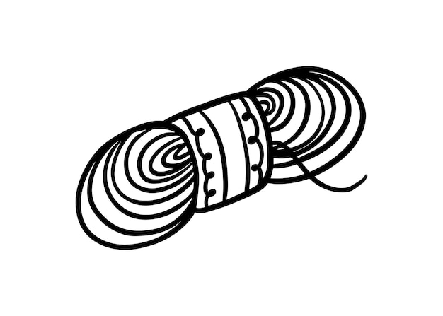 Fadenknäuel zum Stricken von Handarbeiten Doodle lineare Cartoon-Färbung