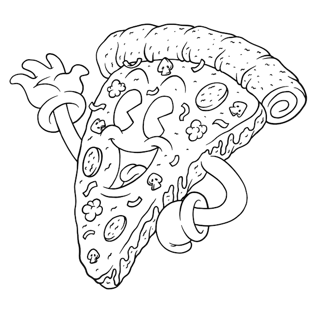 Färbenillustration der glücklichen pizza der karikatur