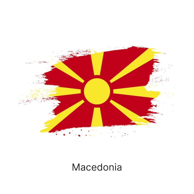 Fahne Mazedoniens in leuchtend roten und gelben Farben