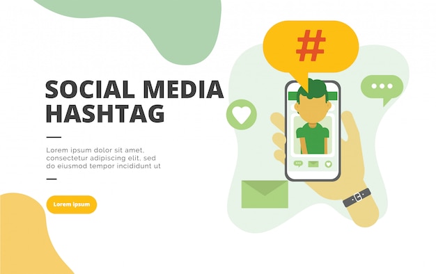 Vektor fahnenillustration des social media hashtag flache design