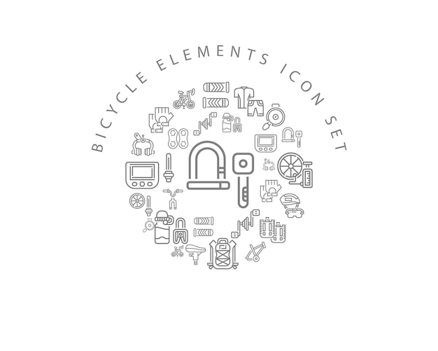 Fahrrad-Elemente-Icon-Set-Design