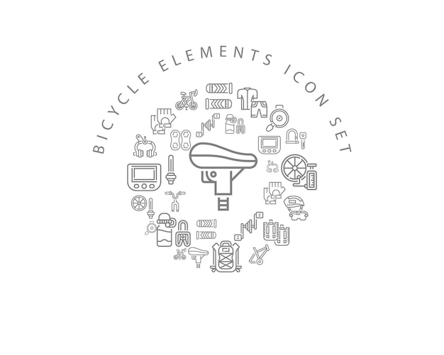Fahrrad-Elemente-Icon-Set-Design