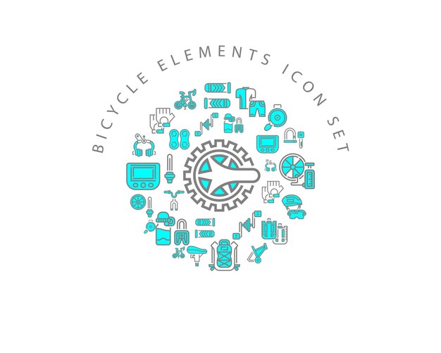 Fahrrad-Elemente-Icon-Set-Design