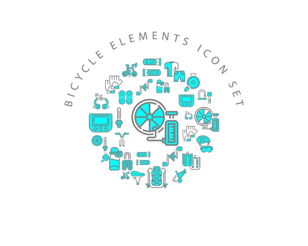 Fahrrad-Elemente-Icon-Set-Design