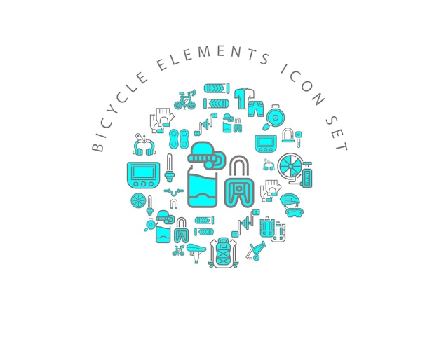Fahrrad-Elemente-Icon-Set-Design