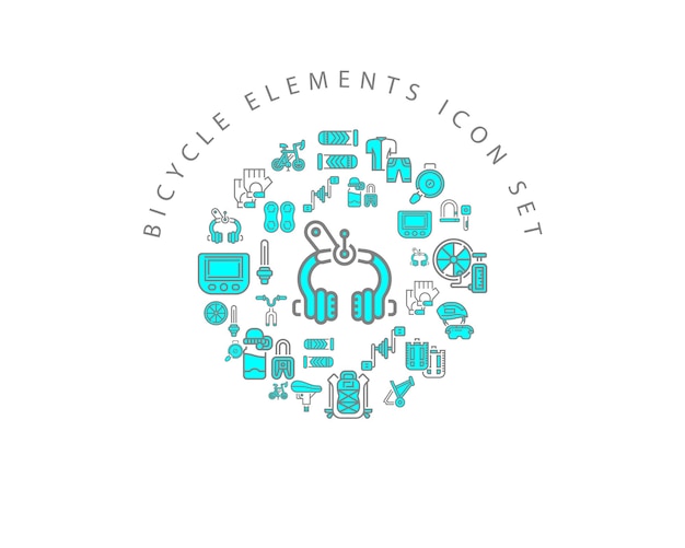 Fahrrad-Elemente-Icon-Set-Design