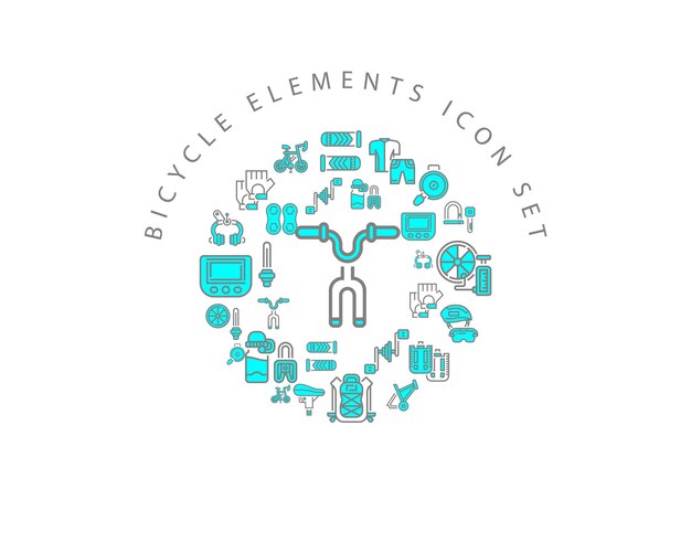 Fahrrad-Elemente-Icon-Set-Design