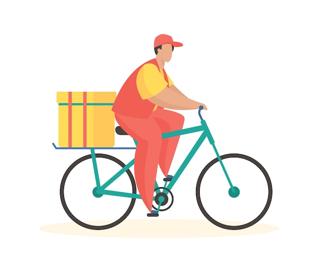Vektor fahrradkurierversand komfortabler mobiler versand mit online-logistik