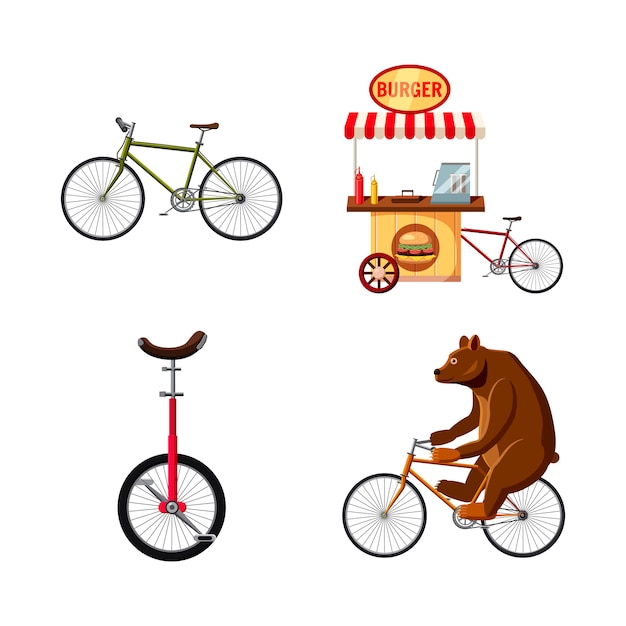 Vektor fahrradset. cartoon-set von fahrrad