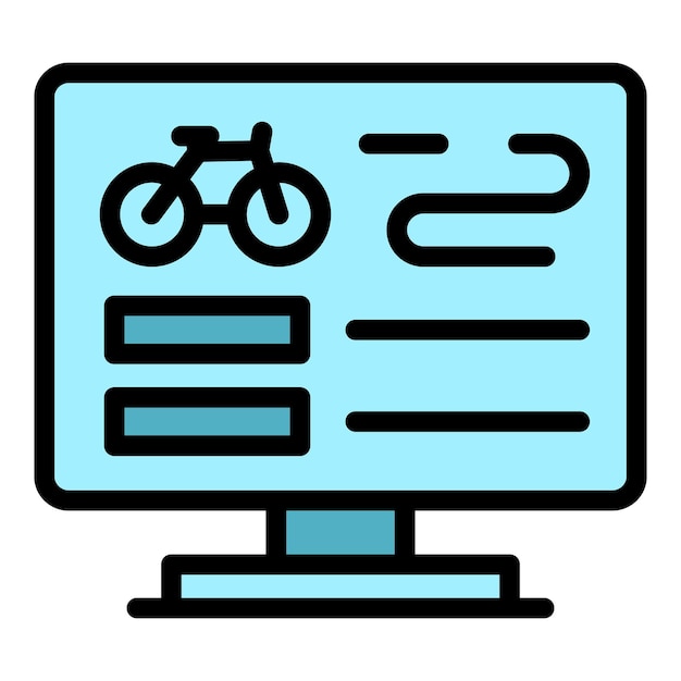 Vektor fahrradverleih-banner-symbol-umrissvektor app-system intelligenter transport farbflach