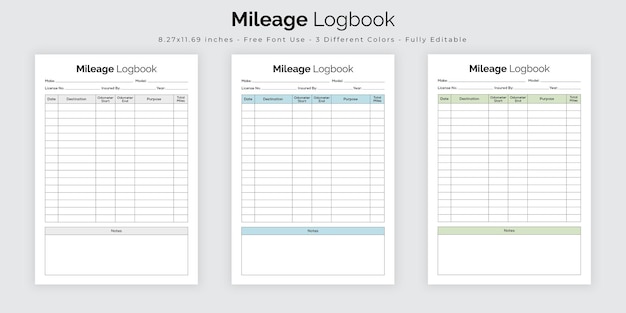 Vektor fahrtenbuch-journalplaner und tracker-designvorlage