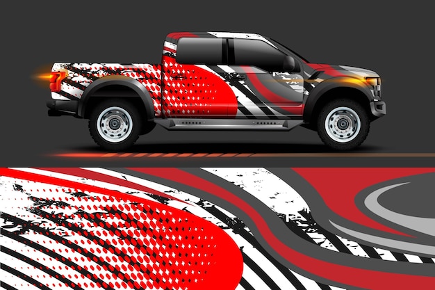 Vektor fahrzeug vinyl wrap design mit rennstreifen streifen abstrakten hintergrund