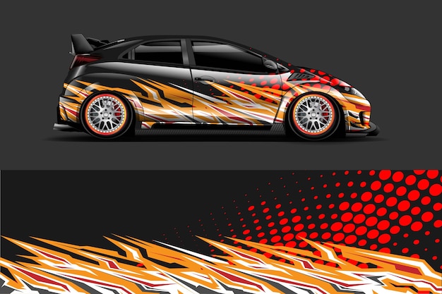 Fahrzeug vinyl wrap design mit sportlichem abstrakten hintergrund