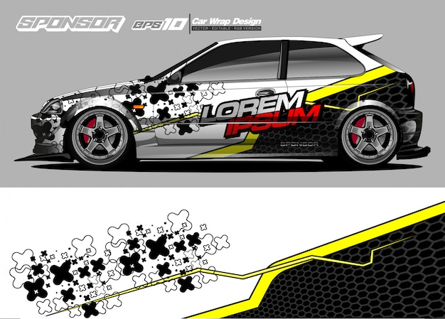 Fahrzeuggrafik-kit. moderner abstrakter hintergrund für autoverpackungsbranding und automobilaufkleberaufkleberlackierung