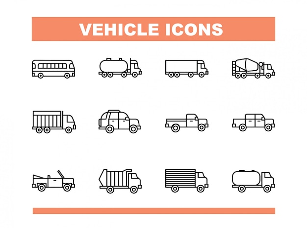 Vektor fahrzeugikone eingestellt in linie art-vektor