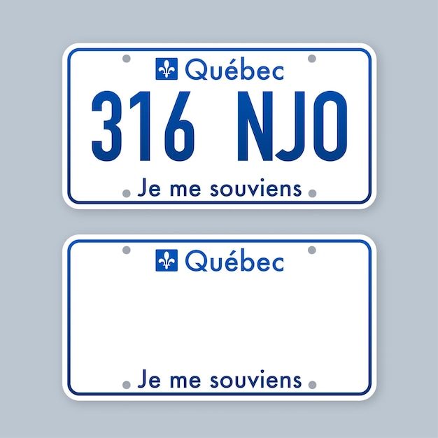 Fahrzeugregistrierung von quebec nummernschilder nummer auto vektorillustration
